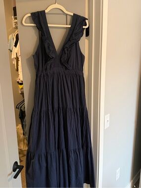 Madison Mathews Savannah midi dress in navy